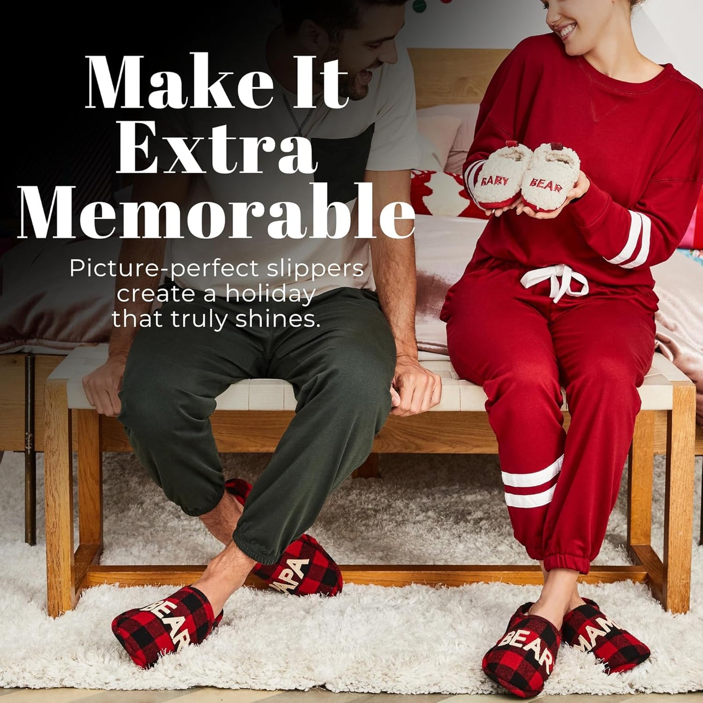Men'S Gifts for Men Matching Christmas Papa Bear Slipper