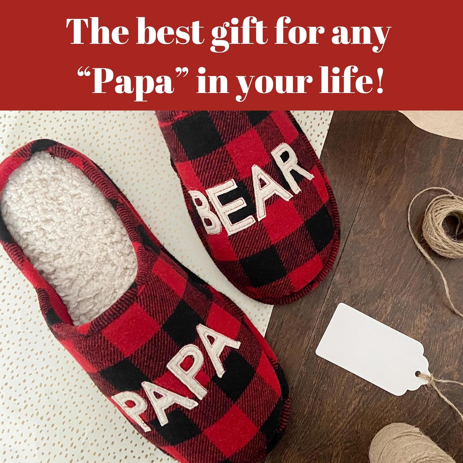 Men'S Gifts for Men Matching Christmas Papa Bear Slipper